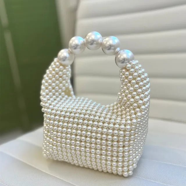Pearl beaded bag Acrylic stone hobos tote handbag women handmade party bucket purse - Buy That Thang