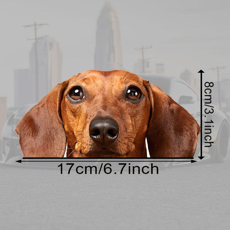 Peeking Dachshund Car Decal Sticker, Realistic Red Dachshund Dog Waterproof Removable Funny Car Window Truck Sticker Vinyl Bumper Sticker Decal, Dog Lover Gift, Dog Gift, Pet Vinyl Stickers