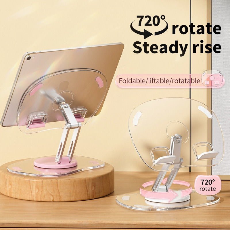 360 degree rotating acrylic tablet stand foldable portable pad stand phone stand desktop - Buy That Thang