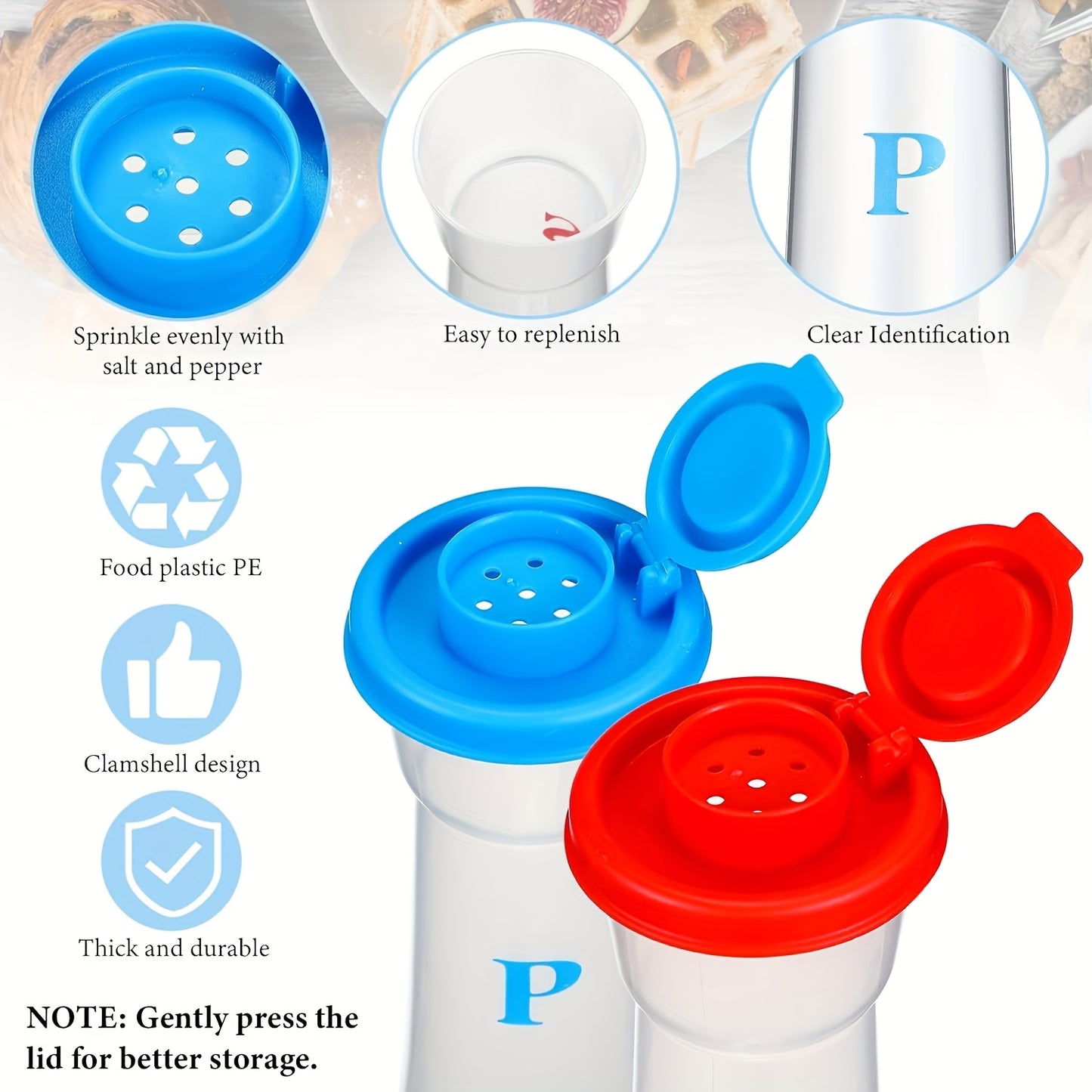 2pcs Durable Plastic Moisture-proof Salt And Pepper Shaker Set - Home, Restaurant, And Camping Essentials With Easy Tipping LIDS, Portable Seasoning Containers