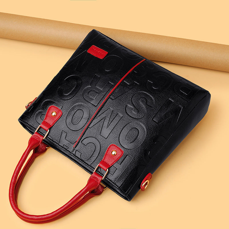 Letter Design Bag, Classic Tote PU Leather Crossbody & Shoulder Bags