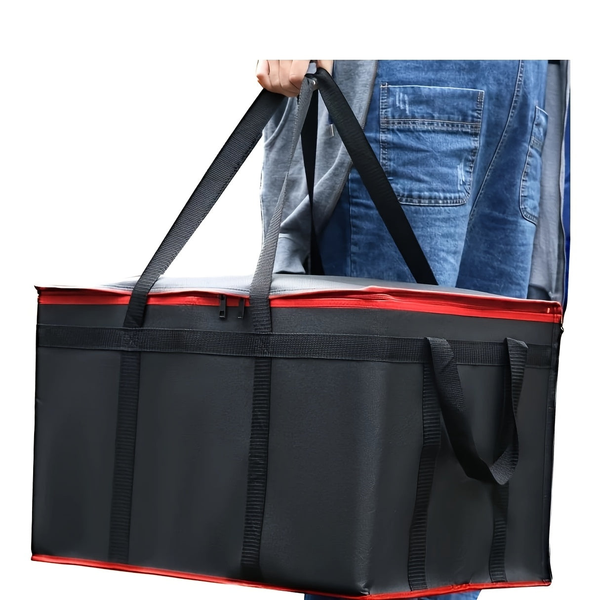 1 Pcs XXXL Oversized Red Insulated Delivery Bag - Cold-Resistant, Heat-Resistant, Foldable, And Durable With 2mm Grid-Pattern Pearl Cotton And Non-Woven Fabric, Warmer Than Aluminum Foil - Reusable Shopping And Food Storage B