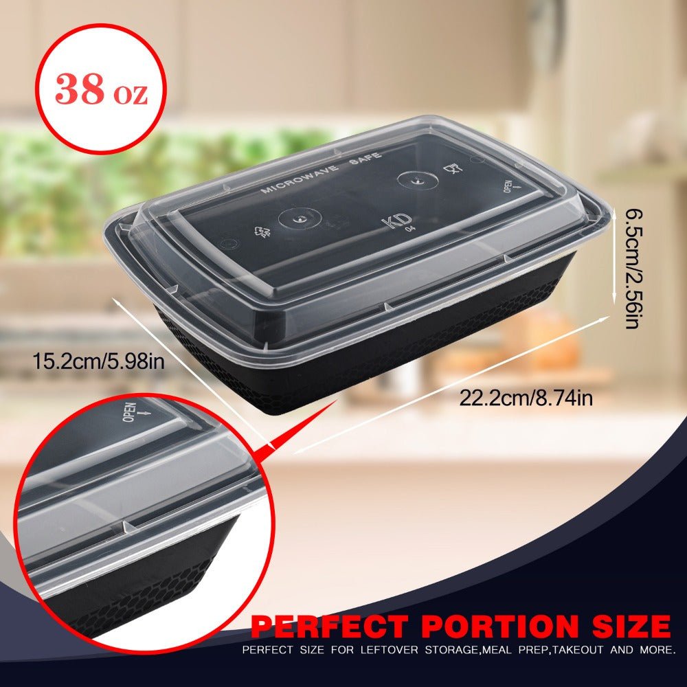 100pcs/ 200pcs Black Rectangular Meal Prep Containers 38oz Stackable And Leakproof Food Storage Container Set Disposale Bento Box Ideal for Takeout And Picnic Microwave & Dishwasher & Freezer Safe Halloween Thanksgiving Day C - Buy That Thang