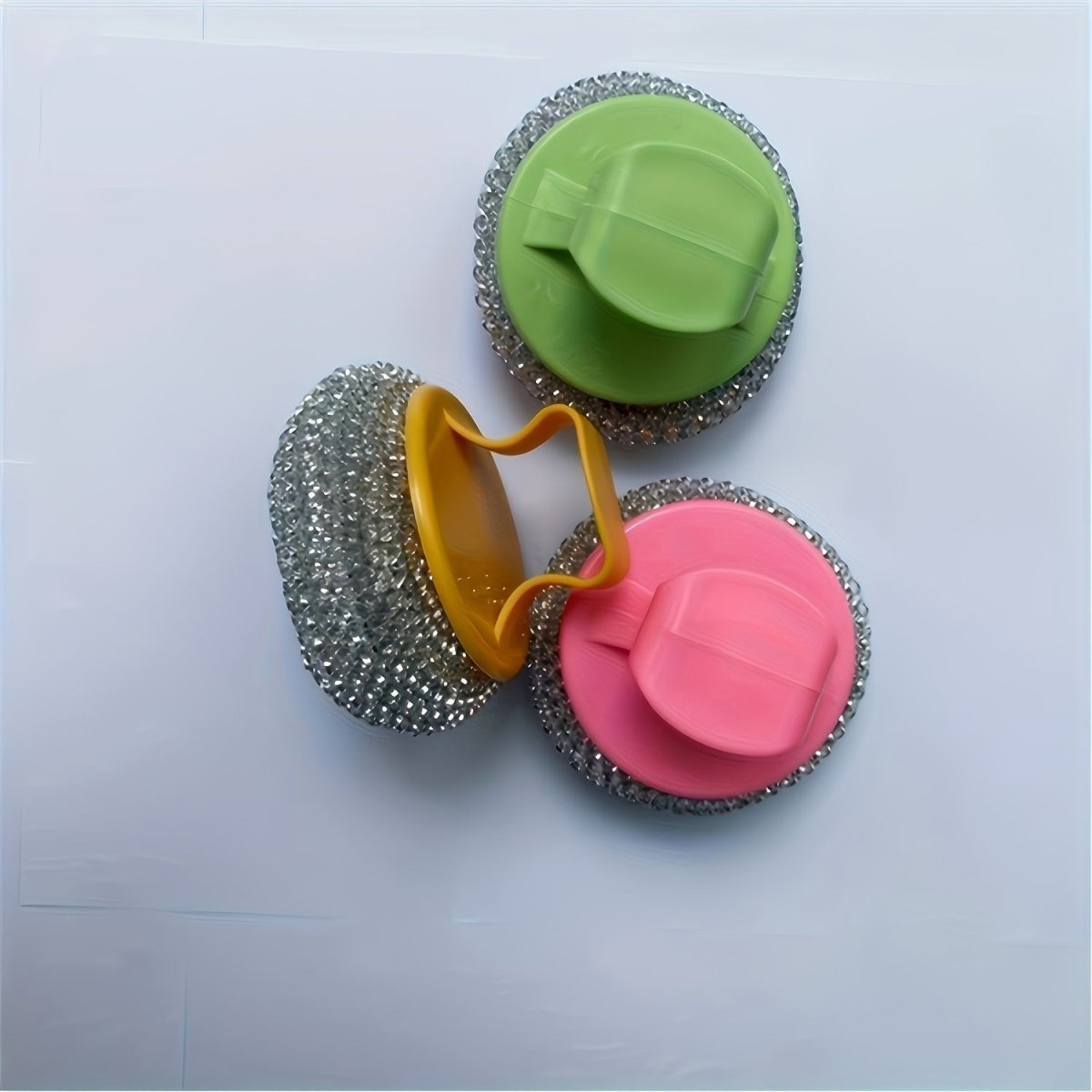 1pc Stainless Steel Cleaning Brush - Ergonomic Handle, Reusable Scrubbing Ball for Cookware, Kitchen, Bathroom, Floor and Outdoor Use, Durable Plastic and Metal Bristles, No Electricity Required, Multifunctional Scrubbing Bal - Buy That Thang