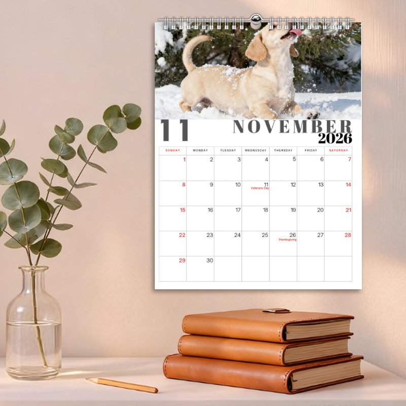[Dachshund Calendar] 2026 Dachshund Wall Calendar - 1pc Large 11x8.2 Monthly Planner with Puppy Photos, Durable Yearly Gift for Pet Lovers, Christmas/Birthday Present (January 2026 - December 2026)