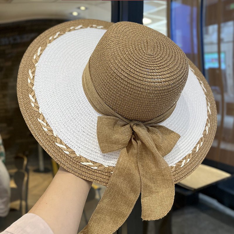 Straw Bag and Hat Set for Women, Beach Vacation, Versatile Sun Protection Wide Brim Hat, Commute Travel Large Capacity Tote Bag - Buy That Thang