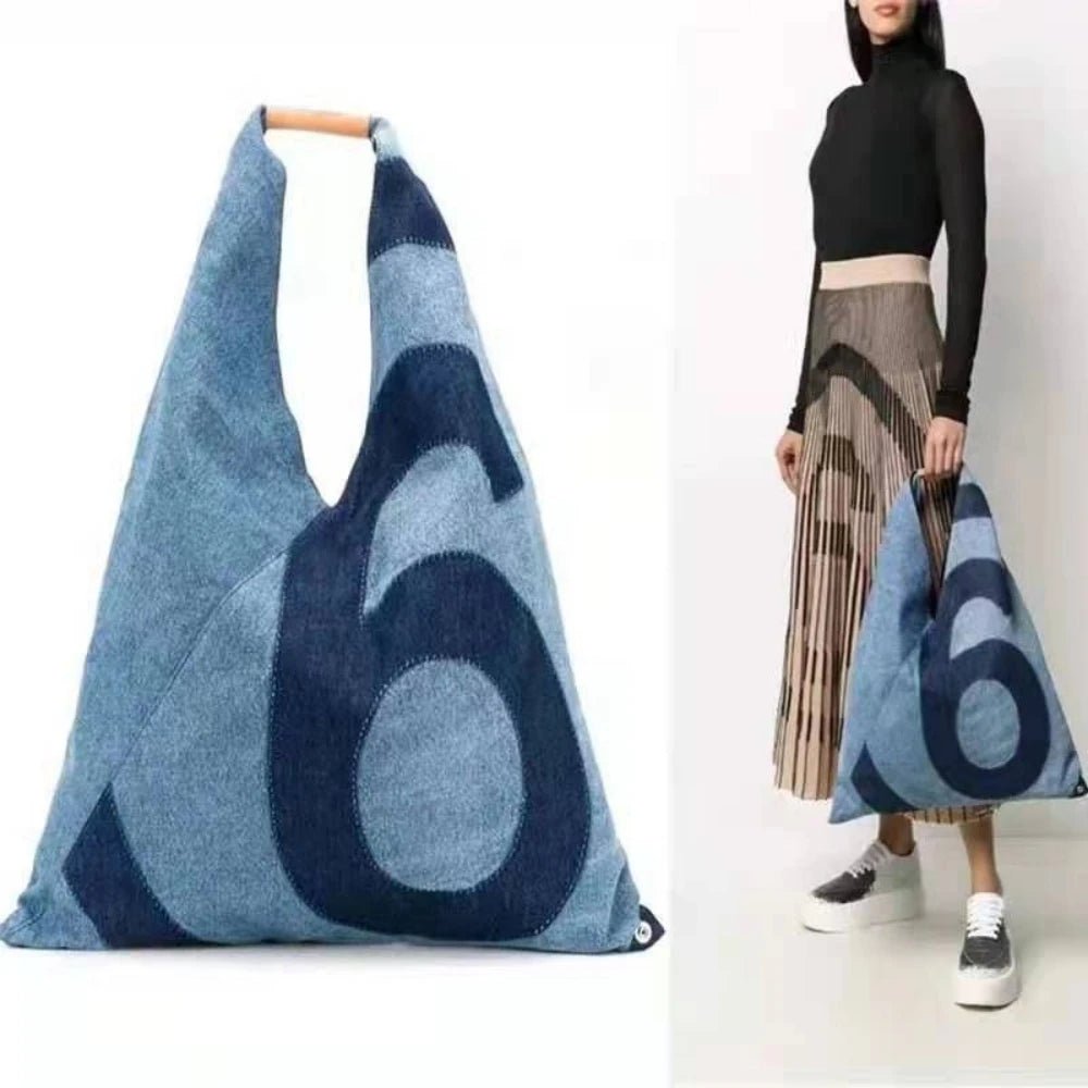 Ins Unisex Portable Tote Bag Adult Denim Cloth Bag Niche Design New Fashion Large Capacity Commuting Shoulder Bag - Buy That Thang