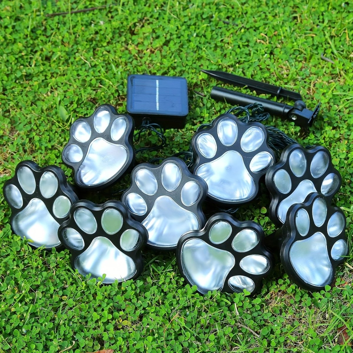3pcs Solar LED Pet Paw Print Channel Lights - IP44 Outdoor Decorative Lights For Gardens, Lawns & Terraces - Pet - Safe (Cat & Dog Friendly) - Durable Plastic With Metal Veneer - Solar - Powered Outdoor Lights For Holiday Garden - Buy That Thang