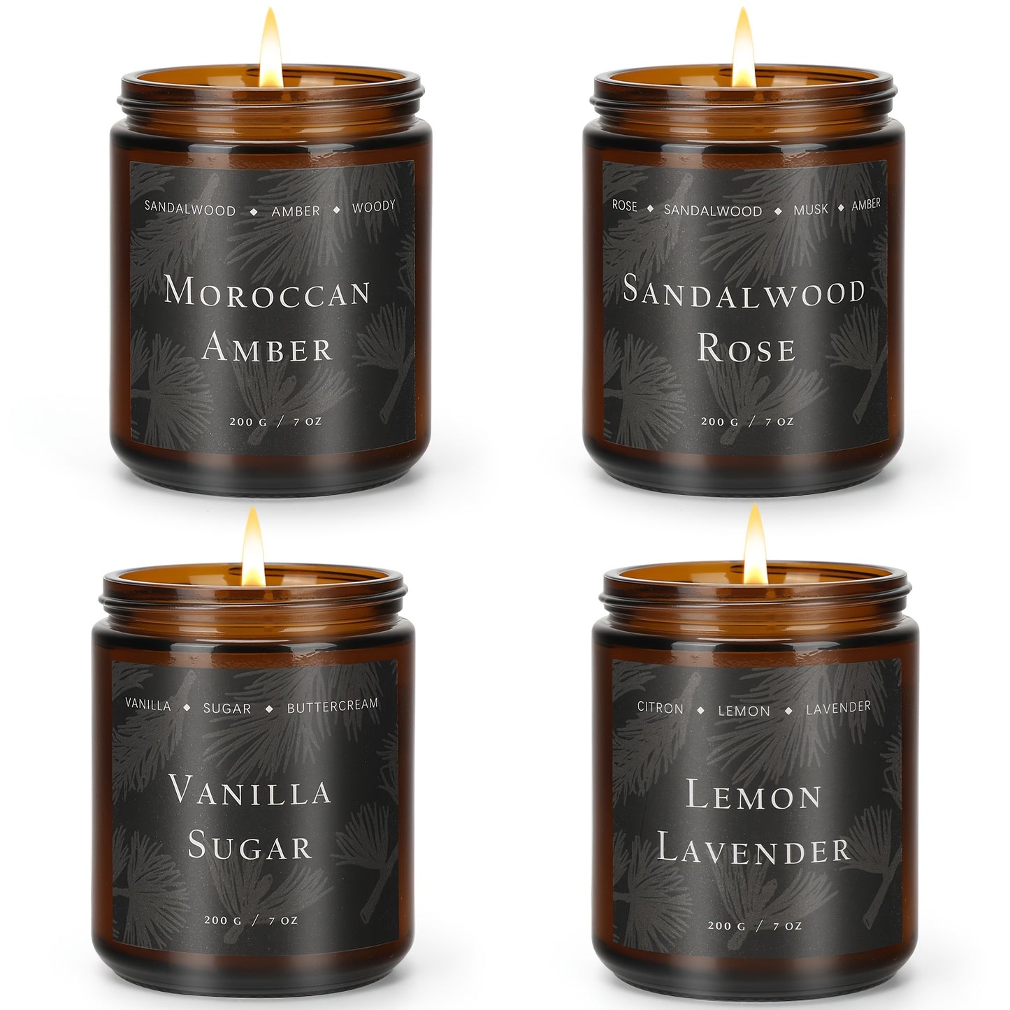 4pcs Scented Candles Home Scented Candles, 28oz Soy Wax Candle Gift Set for Women Men (Lemon Lavender/Vanilla Sugar/Sandalwood Rose/Moroccan Amber), Home Decor, Birthday, Valentine, Thanksgiving Christmas Decorations Christma