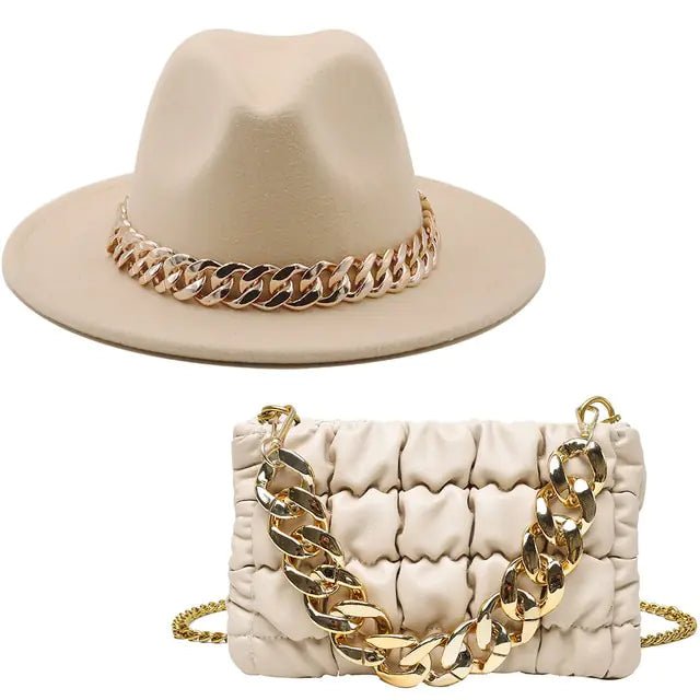 Fedora Hats Women Luxury Accessories Gold Chain - Buy That Thang