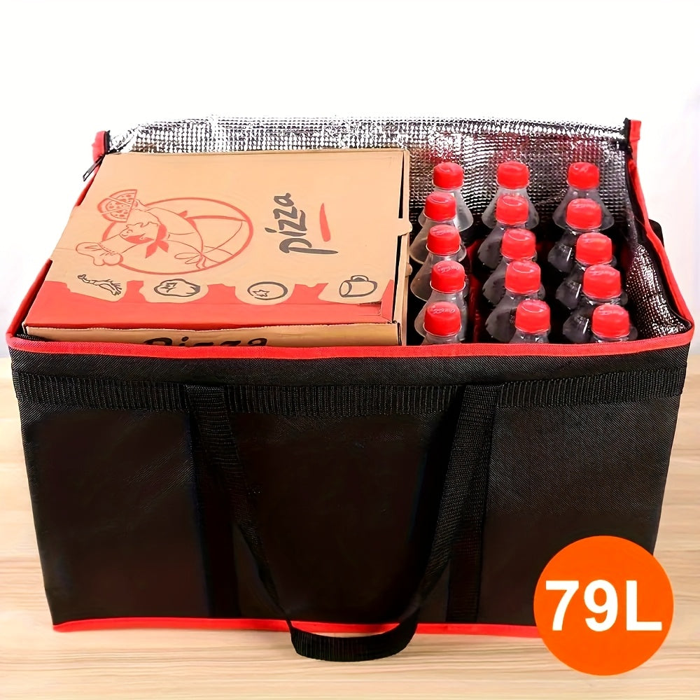 1 Pcs XXXL Oversized Red Insulated Delivery Bag - Cold-Resistant, Heat-Resistant, Foldable, And Durable With 2mm Grid-Pattern Pearl Cotton And Non-Woven Fabric, Warmer Than Aluminum Foil - Reusable Shopping And Food Storage B