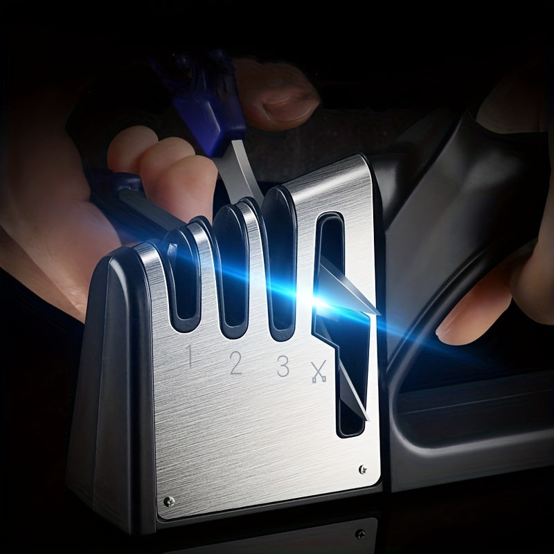 1pc, 4 Stage Handheld Knife Sharpener with Non-Slip Base - Quick Sharpening Tool for Kitchen Knives