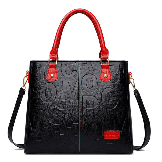 Letter Design Bag, Classic Tote PU Leather Crossbody & Shoulder Bags