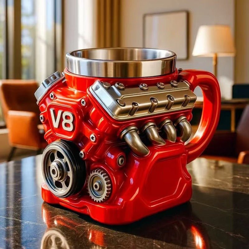 V8 Engine Mug | Stainless Steel Coffee Cup for Car Lovers - Buy That Thang