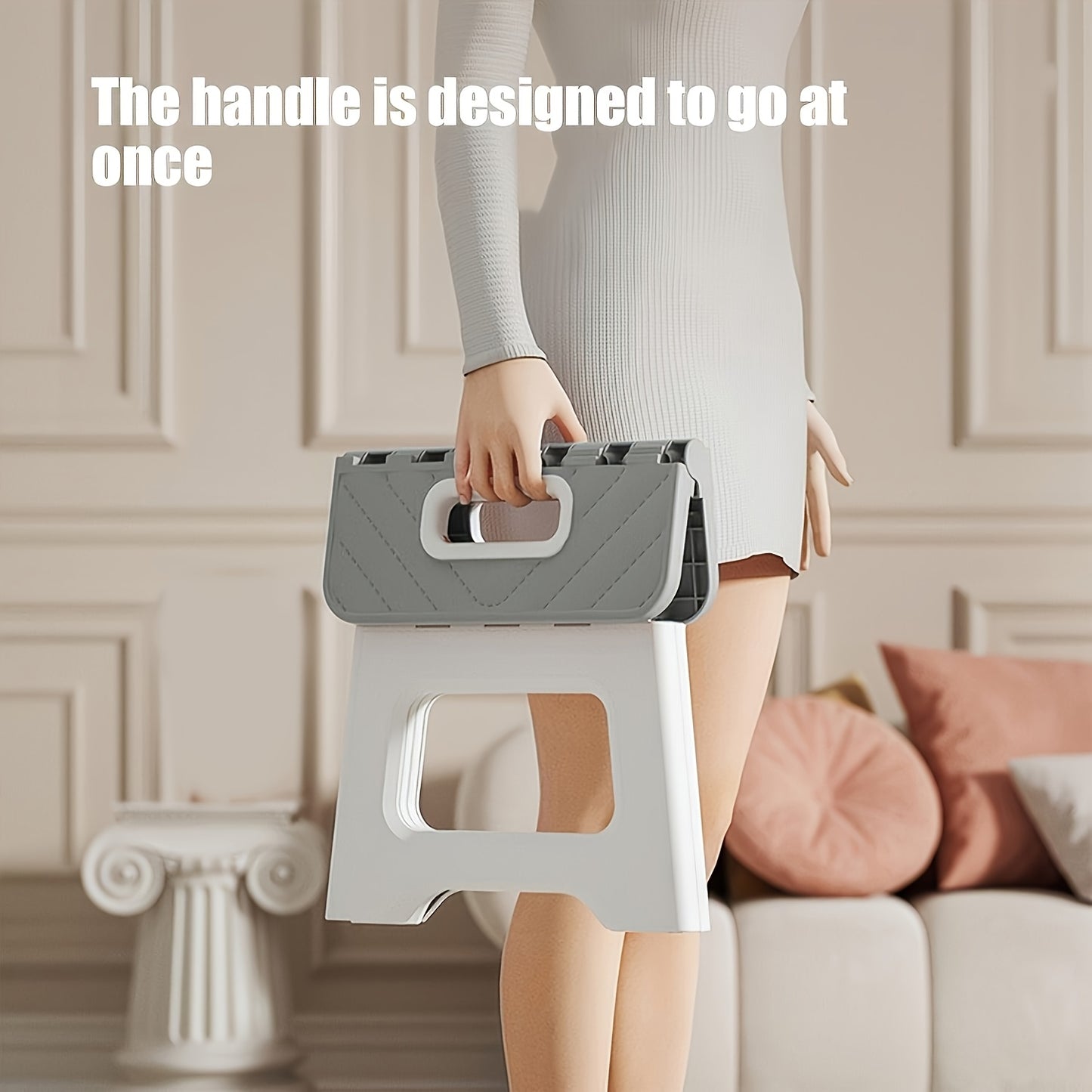 Household Foldable Footstool - (1pc) Anti-slip Surface Footstool, Height 8.7 Inches, Weight Capacity Up to 310 Pounds - ABS Sturdy And Lightweight Plastic Foldable Footstool, Suitable for Kitchen, Bedroom, Bathroom And Living