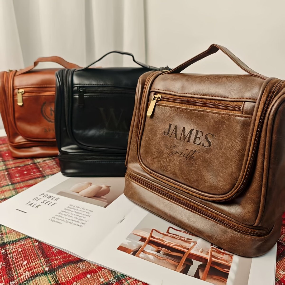 Personalized Men's Large - Capacity Travel Tote Bag - Custom Name/Initials, Elegant Organizer with Multiple Compartments, Hangable Design & Golden - Tone Hardware, Durable for Business, Vacation, Formal Events - Ideal Gift for Hu - Buy That Thang