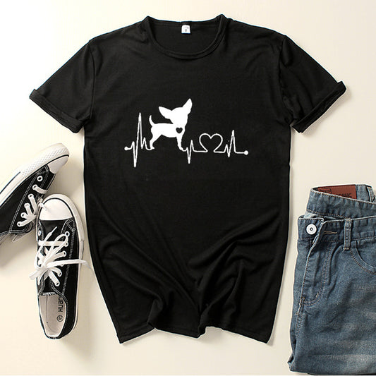 Dog Love Print Crew Neck T-shirt