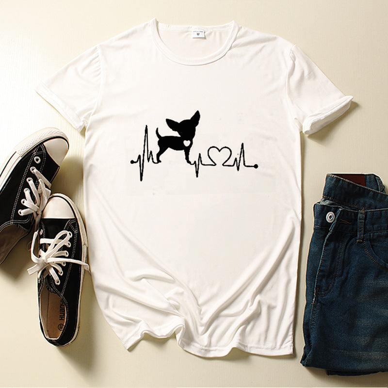 Dog Love Print Crew Neck T-shirt