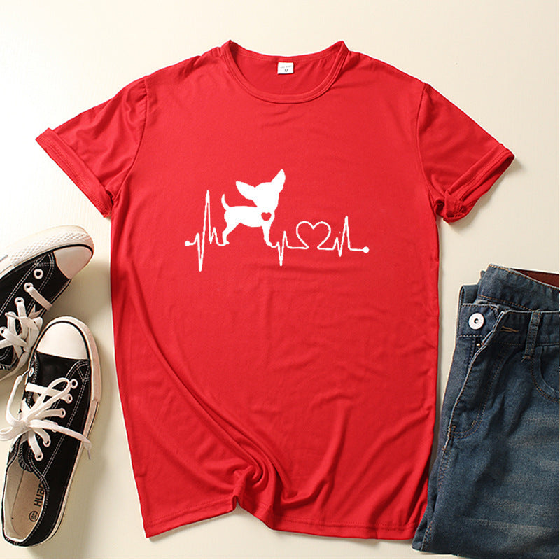 Dog Love Print Crew Neck T-shirt