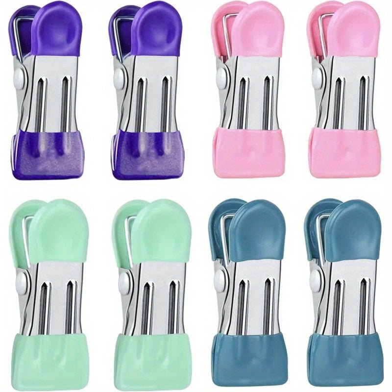 8/ 16pcs chip clip bag clip, food packaging clip with scratch - resistant vinyl coated end, heavy duty metal food clip for food, kitchen clip for bag food, photo folder clip - Buy That Thang