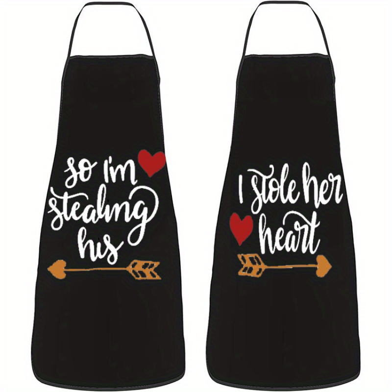 2pcs Set Romantic Kitchen Apron Set for Couples - Designed with a Heart-To-Heart Pattern, Perfect for Couples, Made of Durable Polyester Fabric, It'S The Perfect Cooking Gift for Him- Add Love to Your Baki