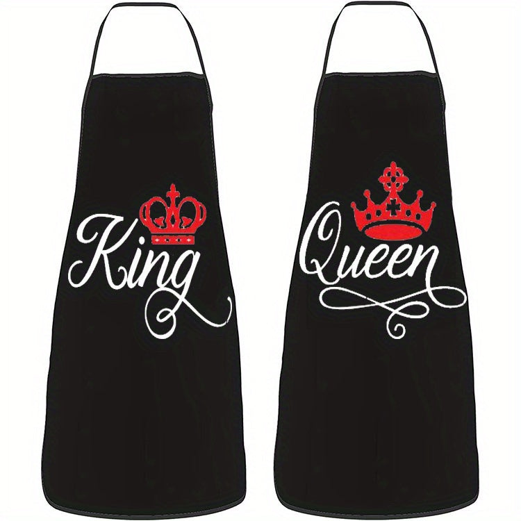2pcs Set Romantic Kitchen Apron Set for Couples - Designed with a Heart-To-Heart Pattern, Perfect for Couples, Made of Durable Polyester Fabric, It'S The Perfect Cooking Gift for Him- Add Love to Your Baki