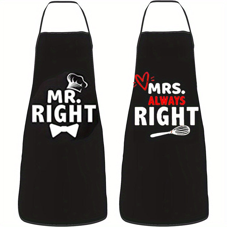 2pcs Set Romantic Kitchen Apron Set for Couples - Designed with a Heart-To-Heart Pattern, Perfect for Couples, Made of Durable Polyester Fabric, It'S The Perfect Cooking Gift for Him- Add Love to Your Baki