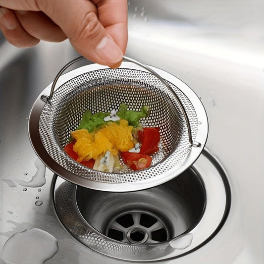 1 Stainless Steel Kitchen Sink Strainer with Handle - Modern Round, Mesh Strainer, Suitable for Bathroom and Kitchen Sinks, Power - Free, Bathroom Sink Strainer | Stylish Metal Finish | Stainless Steel Mesh - Buy That Thang