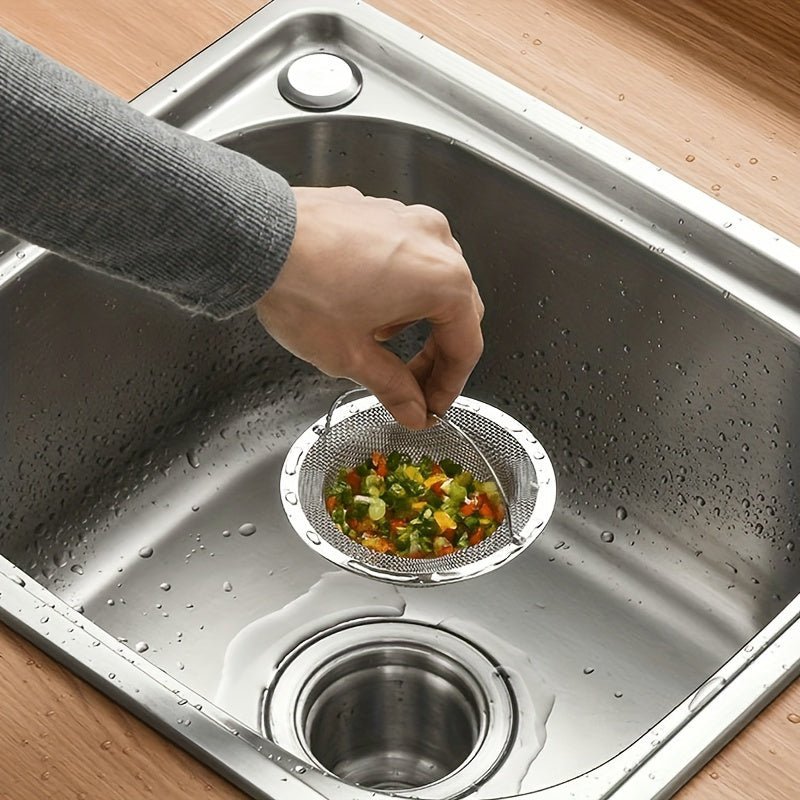 1 Stainless Steel Kitchen Sink Strainer with Handle - Modern Round, Mesh Strainer, Suitable for Bathroom and Kitchen Sinks, Power - Free, Bathroom Sink Strainer | Stylish Metal Finish | Stainless Steel Mesh - Buy That Thang