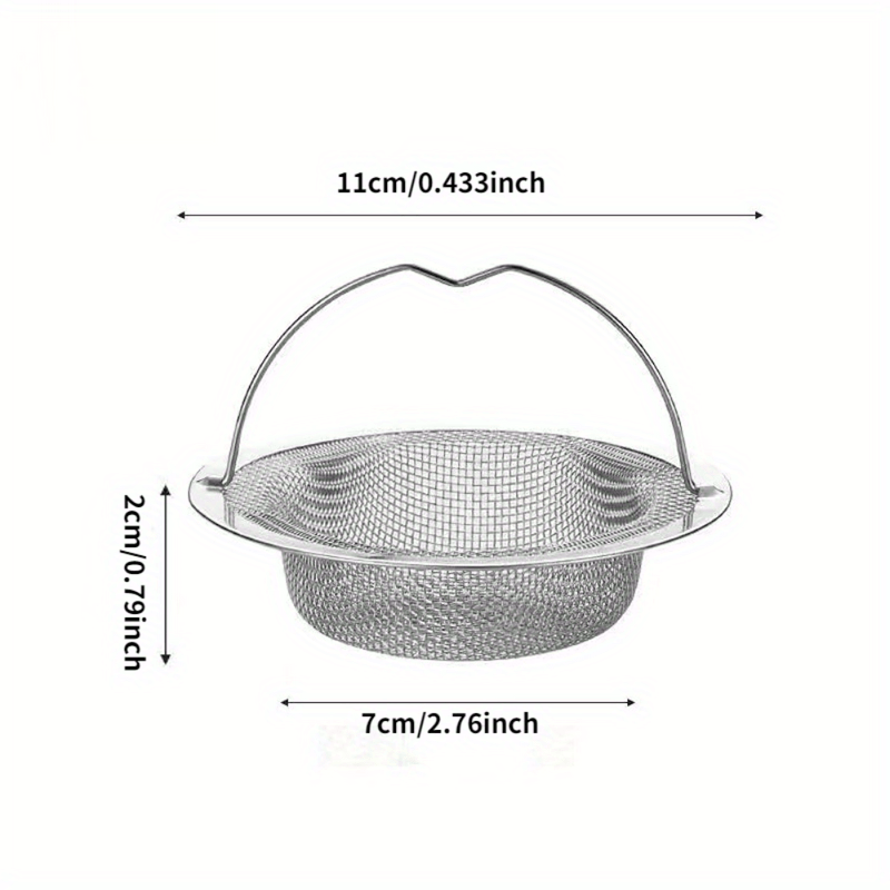 1 Stainless Steel Kitchen Sink Strainer with Handle - Modern Round, Mesh Strainer, Suitable for Bathroom and Kitchen Sinks, Power - Free, Bathroom Sink Strainer | Stylish Metal Finish | Stainless Steel Mesh - Buy That Thang