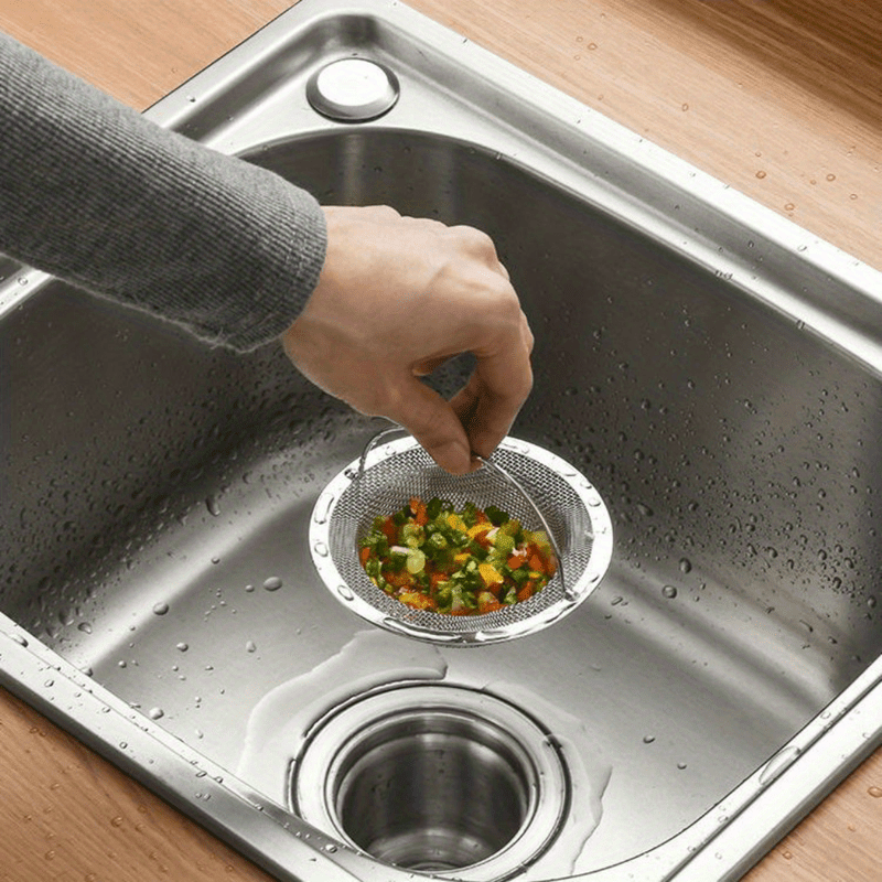 1 Stainless Steel Kitchen Sink Strainer with Handle - Modern Round, Mesh Strainer, Suitable for Bathroom and Kitchen Sinks, Power - Free, Bathroom Sink Strainer | Stylish Metal Finish | Stainless Steel Mesh - Buy That Thang