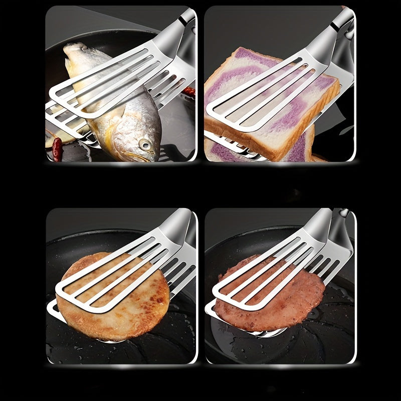 1/2pcs Stainless Steel Multifunctional Serving Tongs - Versatile Kitchen Tool for Easy Handling of Buffets Fish Steaks Breads Salads and Desserts - Durable Rust-proof Ergonomic Design for Easy Presentation and Preparation of