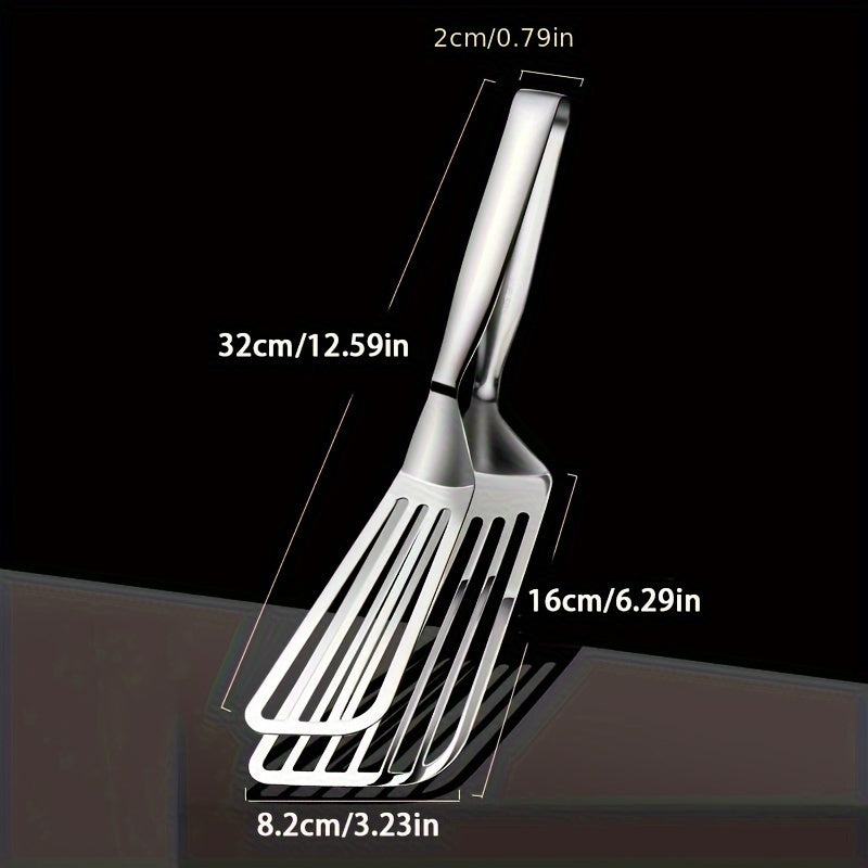 1/2pcs Stainless Steel Multifunctional Serving Tongs - Versatile Kitchen Tool for Easy Handling of Buffets Fish Steaks Breads Salads and Desserts - Durable Rust-proof Ergonomic Design for Easy Presentation and Preparation of