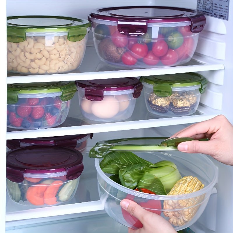 3/4pcs Large Capacity Plastic Refrigerator Storage Boxes - Keeps Fruit, Vegetable, Meat, Egg, Dumpling Fresh - Air - tight, Fresh - keeping, Easy - to - Clean, Stackable, Space - saving Kitchen Food Containers - Buy That Thang