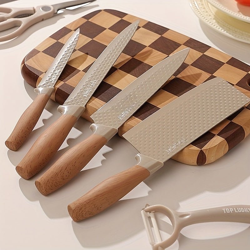 6pcs Professional Kitchen Knife Set With Ergonomic Wooden Handles - Ideal For Home Cooking And Professional Chefs - Includes Gift Box Packaging - Suitable For Cutting Meat, Vegetables, Fruits, Bread, And More - Buy That Thang