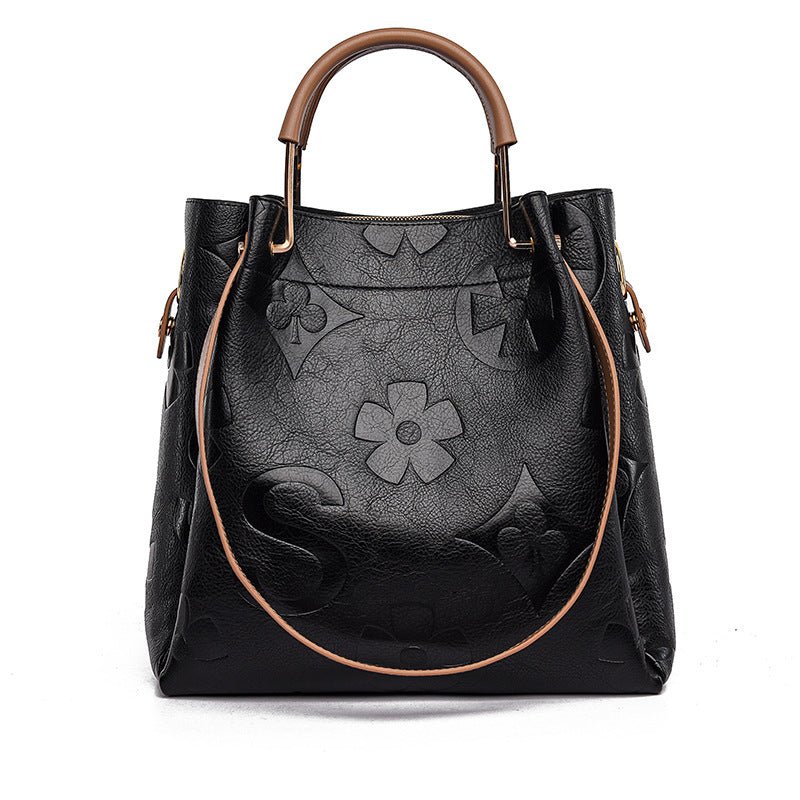 Handbag Women's Fashion Embossed Tote Bag Large Capacity Maternity Bucket Bag - Buy That Thang