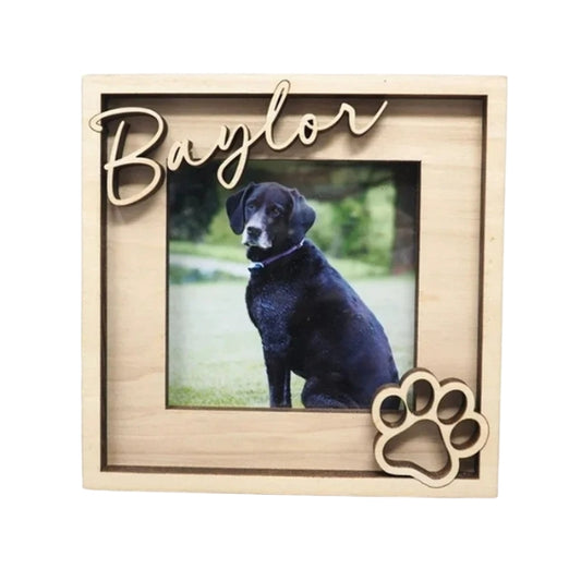 Personalized Dog Picture Frame – Custom Wooden Engraved Pet Memorial Gift