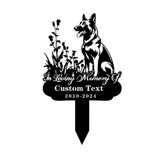 Custom Belgian Malinois Memorial Stake – Personalized Dog Metal Grave Marker