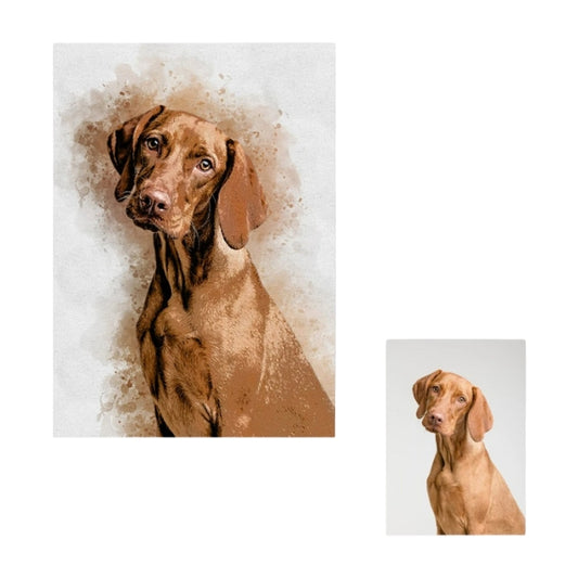 Custom Pet Portrait Canvas – Personalized Dog & Cat Memorial Watercolor Print