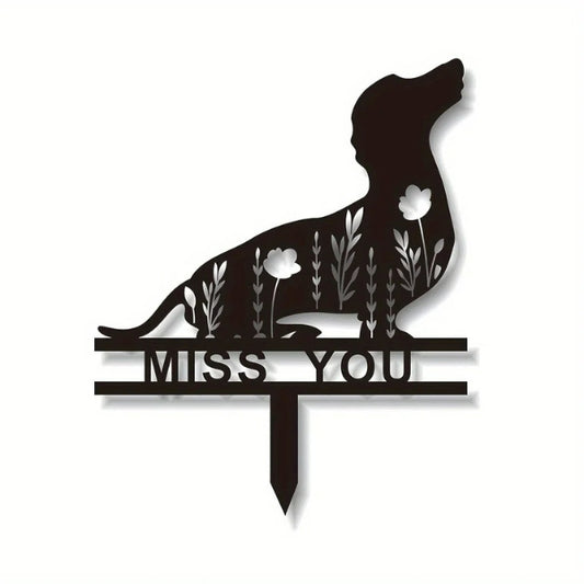 Dachshund Pet Grave Marker – Metal Memorial Stake Sign for Pet Loss & Sympathy Gift