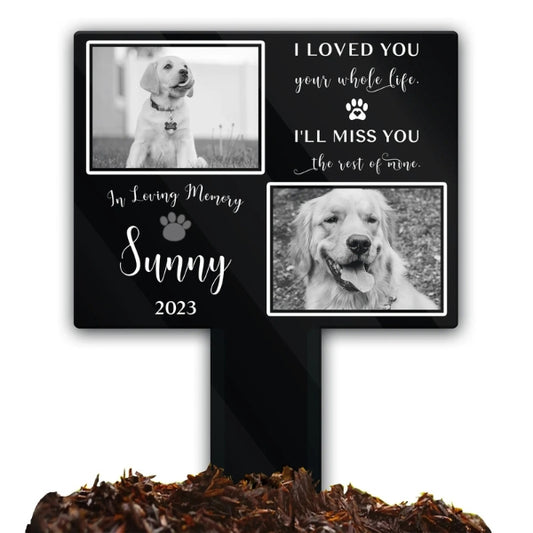 Custom Dog & Cat Memorial Garden Stake – Personalized Pet Grave Marker with Paw Prints