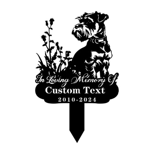 Custom Miniature Schnauzer Memorial Stake – Personalized Metal Dog Grave Marker