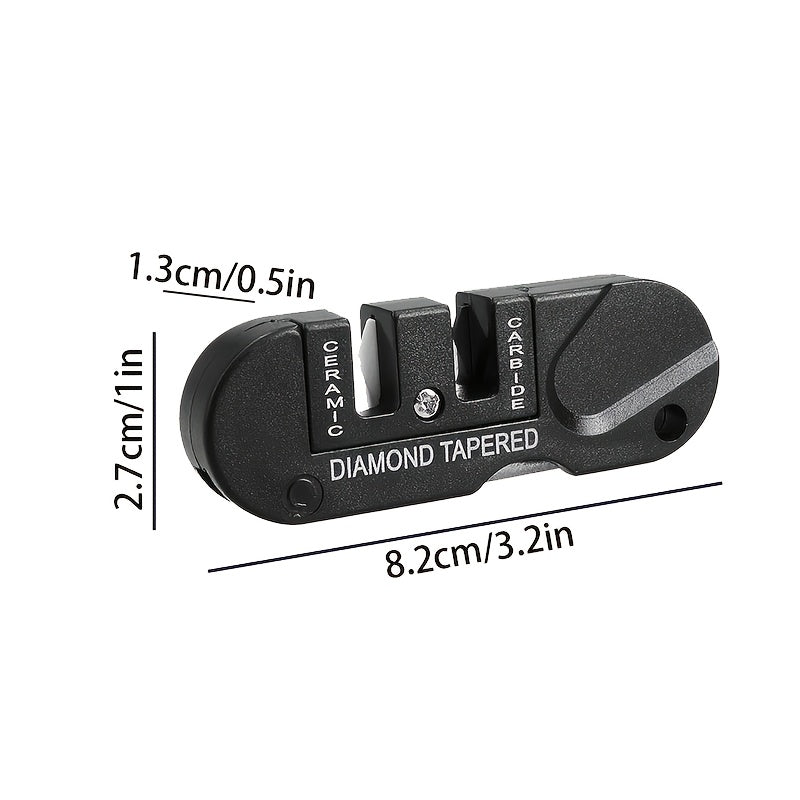 [Multi-Tool Knife Sharpener] 4-in-1 Multi-Tool Outdoor Knife Sharpener & Sharpening Tool | Lightweight Stainless Steel Clip-On Design, Ambidextrous, for Camping, Hiking, Fishing, DIY Projects, Camping Accessories, Sleek Metal