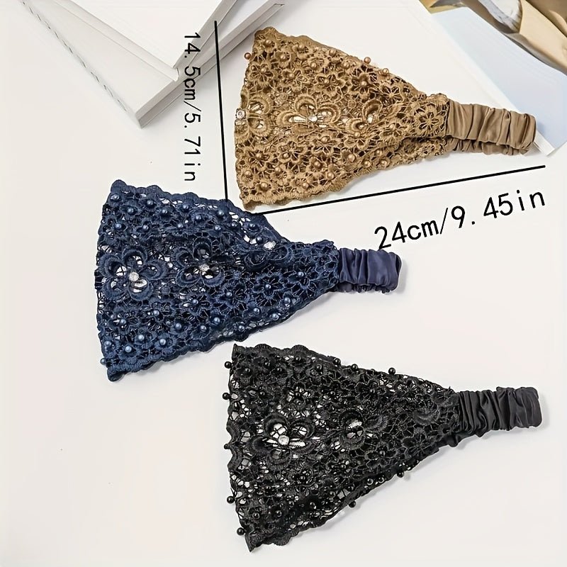 3pcs Ladies Crochet Flower Artificial Hollow Fashion Hair Accessories Headband, Elegant Ladies - Fashion Hair Accessories, Perfect for Casual Wear - Buy That Thang