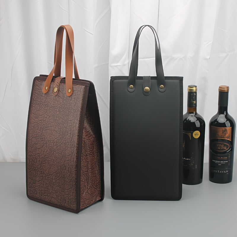 Wine Gift Packaging with Thickened Faux Leather & Sponge Layer - Heavy-Duty Wine Box Suitable for Wine Bottles, Elegant Wine Presentation, Wine Packaging