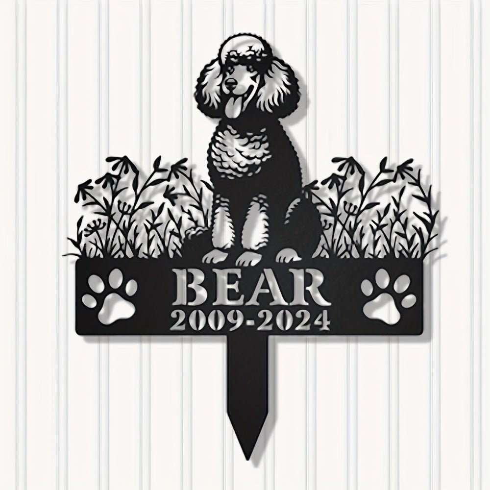 1pc Customizable Pet Memorial Garden Stake, Metal Dog Tribute Sign for Outdoor Funeral, Durable Iron Art Grave Marker, Uncharged, with Personalized Name & Year, for Golden Retriever, Labrador, Shepherd, Poodle, Dachshund, Bea - Buy That Thang