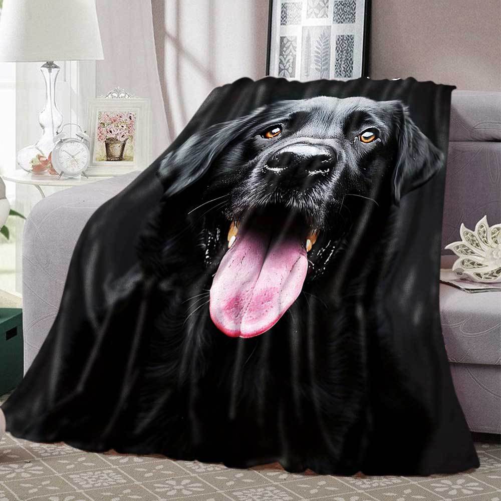 Personalized Black Labrador Retriever Dog Name Custom Photo/Text Option - Plush Fleece Blanket with Labrador Puppy Print, Hypoallergenic All-Season Bedspread, Bed Cover or Couch Throw - 280GSM Heavyweight Polyester (Add Your