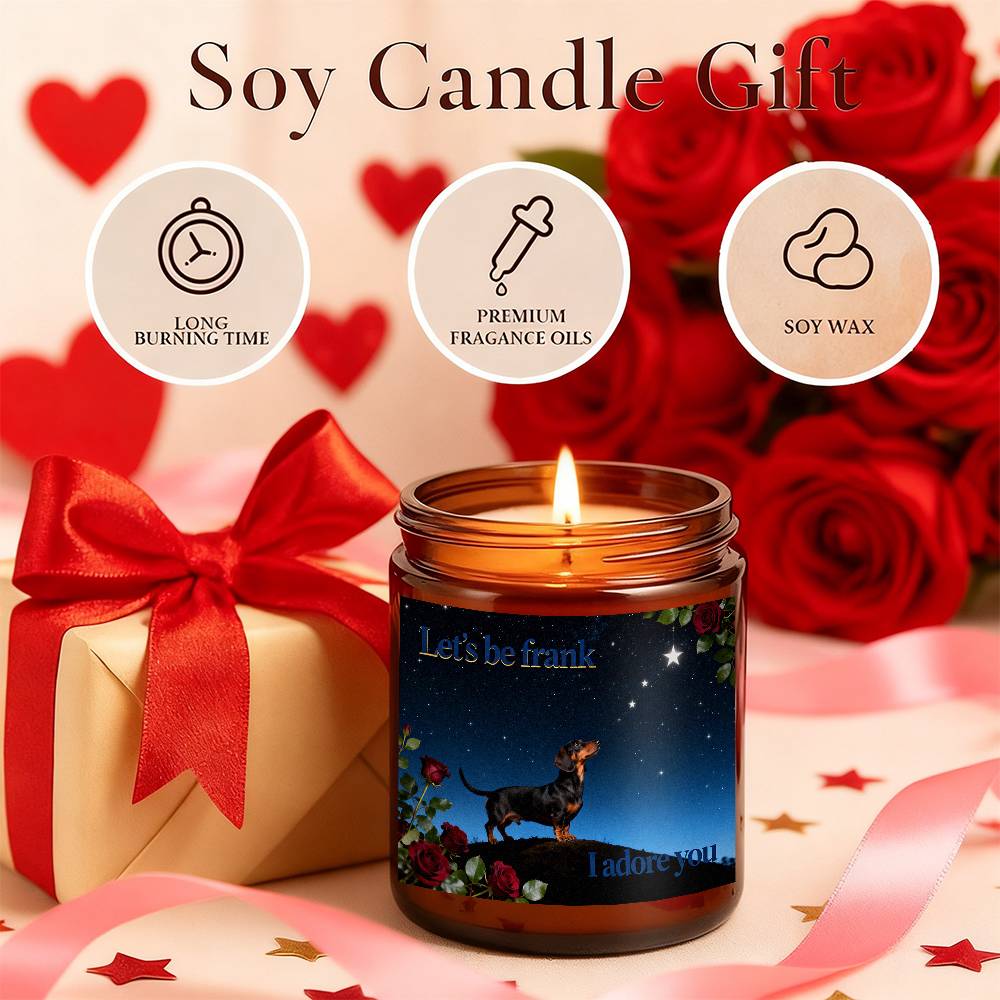 Lavender Scented Dachshund Candle in Glass Jar - Long - Lasting Soy Wax Dog Lover Gift Suitable for Christmas, Valentine's Day, - Cute Dachshund Puppy Themed Home Decor for Fur Mama & Pet Owners - Buy That Thang