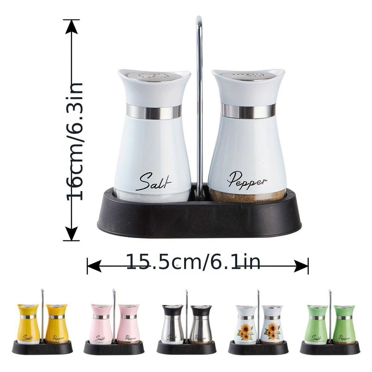 (1 Stand + 2 Bottles) A Set of Salt And Pepper Shakers, Shaker Bottles. Salt And Pepper Containers with a Glass Base, Featuring a Stable Stand, Suitable for Kitchen Tools, Cooking Tables, Rvs, Camping, Barbecues, And Seasonin - Buy That Thang