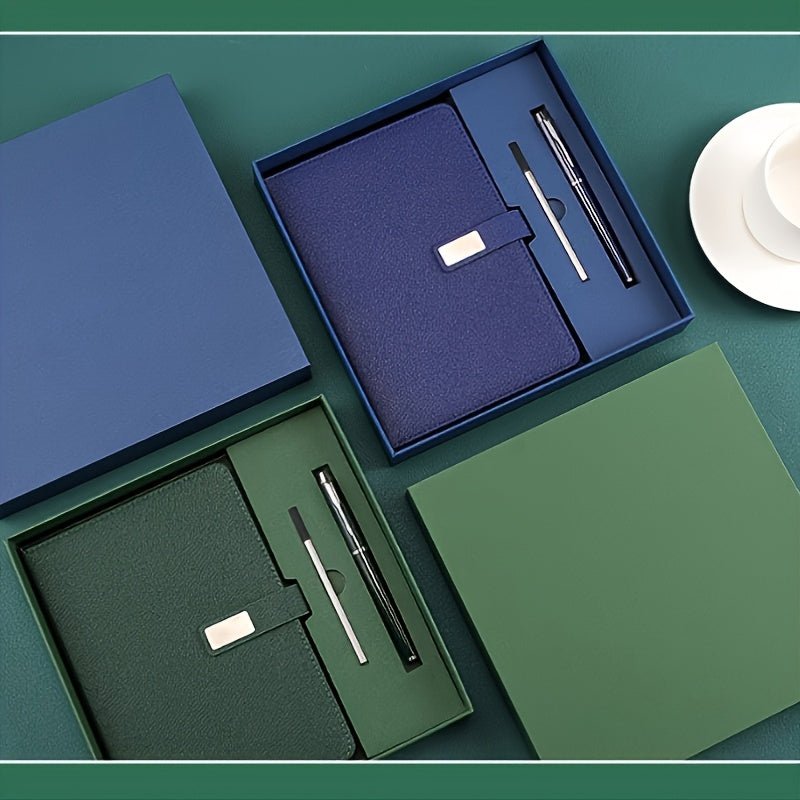 1set Customizable A5 Notebook Gift Set | Premium PU Leather Cover + Metal Pen + Refills | Perfect Gift - Buy That Thang